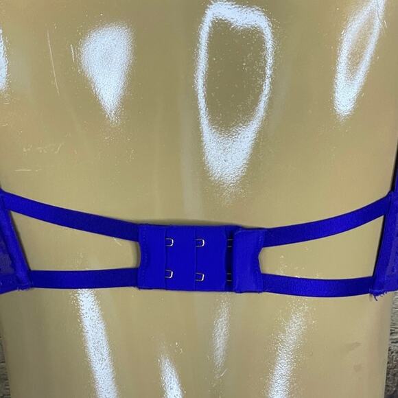 Victoria's Secret Very Sexy Lined Demi Lace Bra High Neck Cobalt Blue Size 34B - Picture 5 of 9
